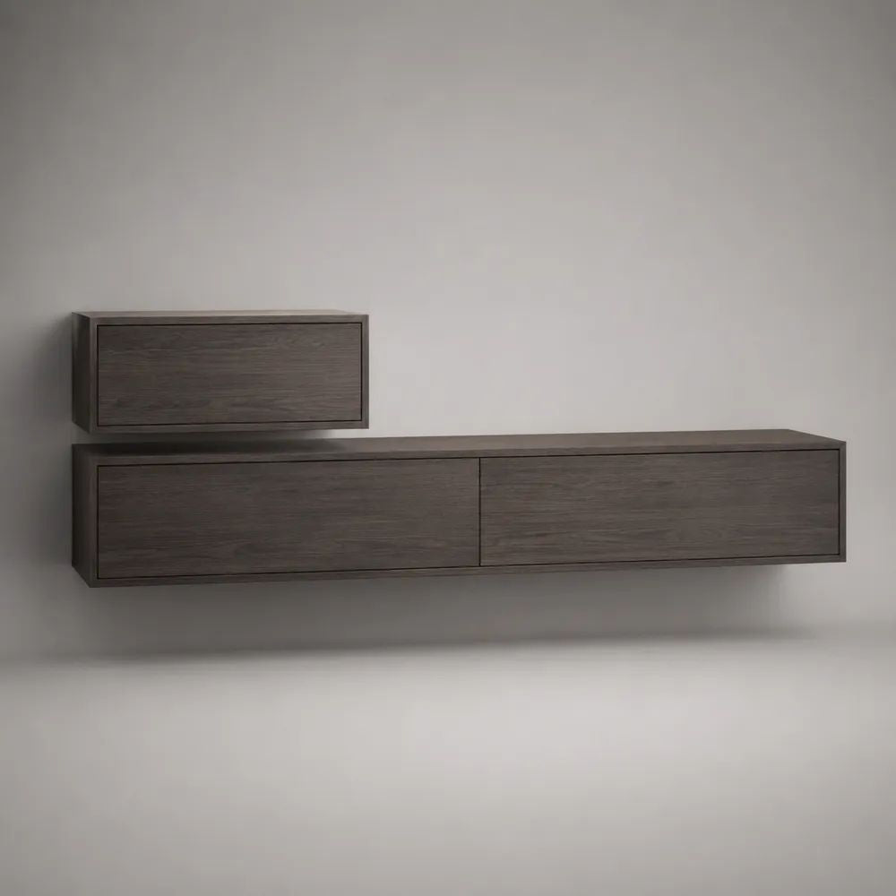 2-teiliges Hängeschrank-Set aus MDF, Dunkelbraun, 180 × 35 × 42 cm und 70 × 35 × 35 cm