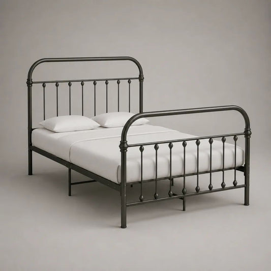 Metallbett-Doppelbett mit Stahlrahmen, Dunkelgrau, Liegefläche 140 × 200 cm