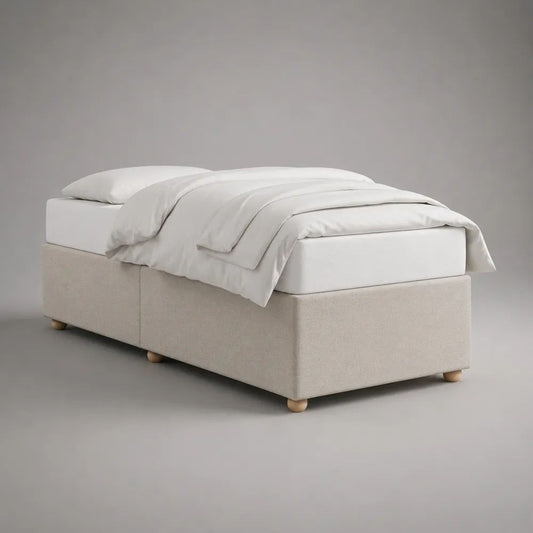 Boxspringbett-Set ohne Kopfteil mit Taschenfederkernmatratze, Beige/Weiß, Liegefläche 180 x 200 cm
