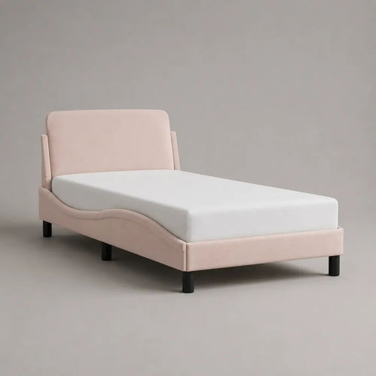 Polsterbett 90 × 200 cm mit Lattenrost und Kopfteil, Rosa/Schwarz
