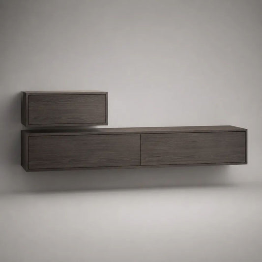 2-teiliges Hängeschrank-Set aus MDF, Dunkelbraun, 180 × 35 × 42 cm und 70 × 35 × 35 cm